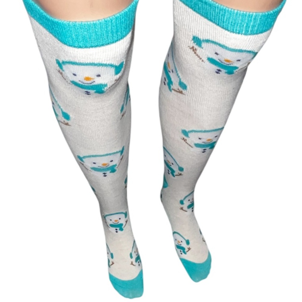 Holiday Snowman Knee High Novelty Socks NWT - Picture 1 of 9